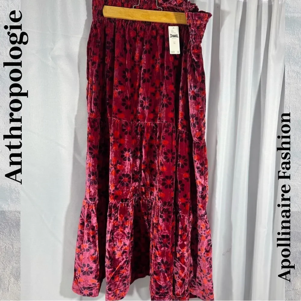 ANTHROPOLOGIE SOMERSET MAXI SKIRT IN PINK COMBO XS NWT